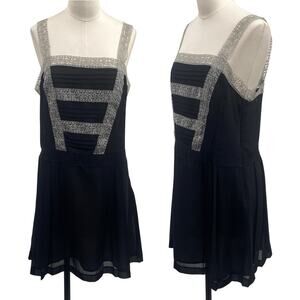 Urban Outfitters Kimchi Blue Mini Dress Lace Trim Bodice Sleeveless Black Gray